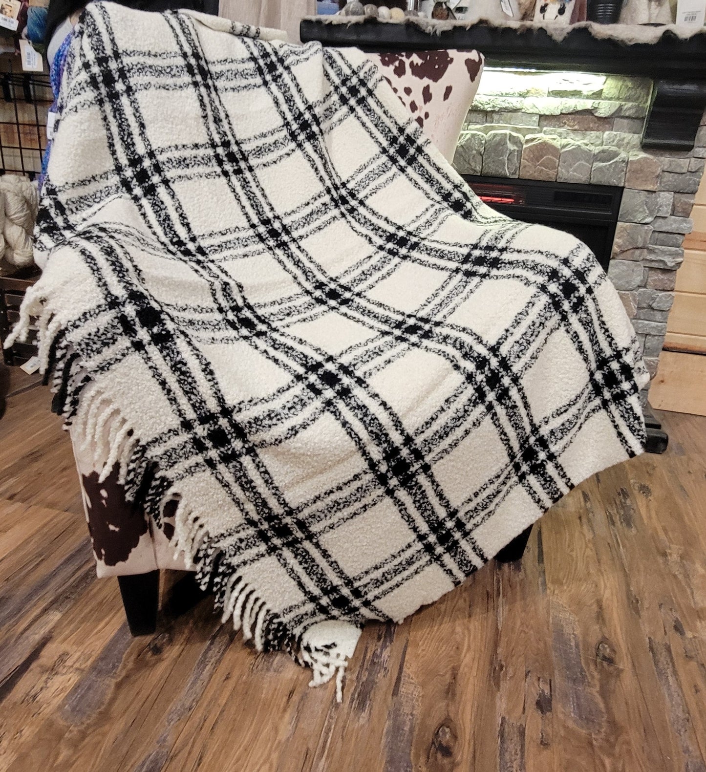 Plaid Boucle Throw