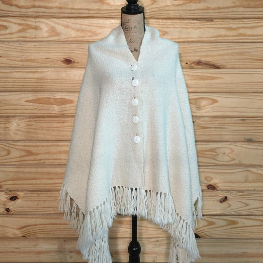 Handmade alpaca shawl Cream