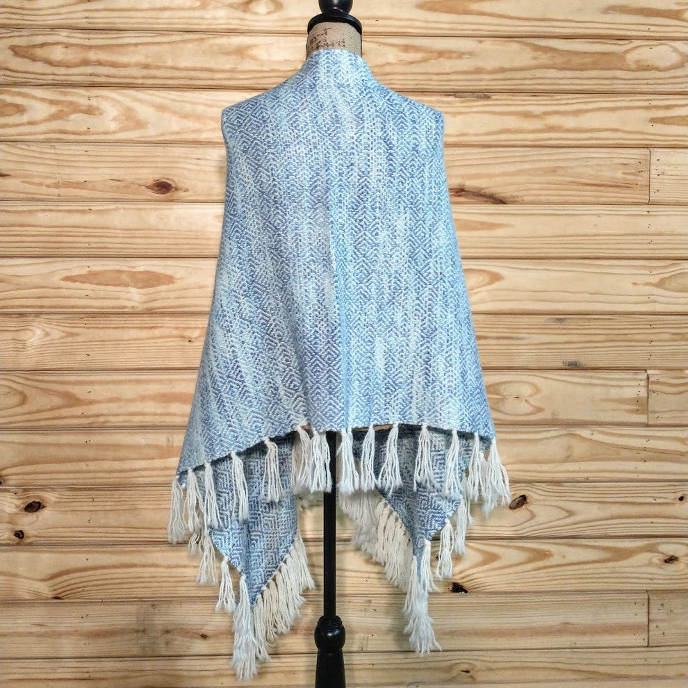 Handmade alpaca shawl Blue