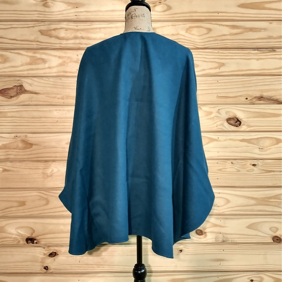 Alpaca Woven Ruana in blue back