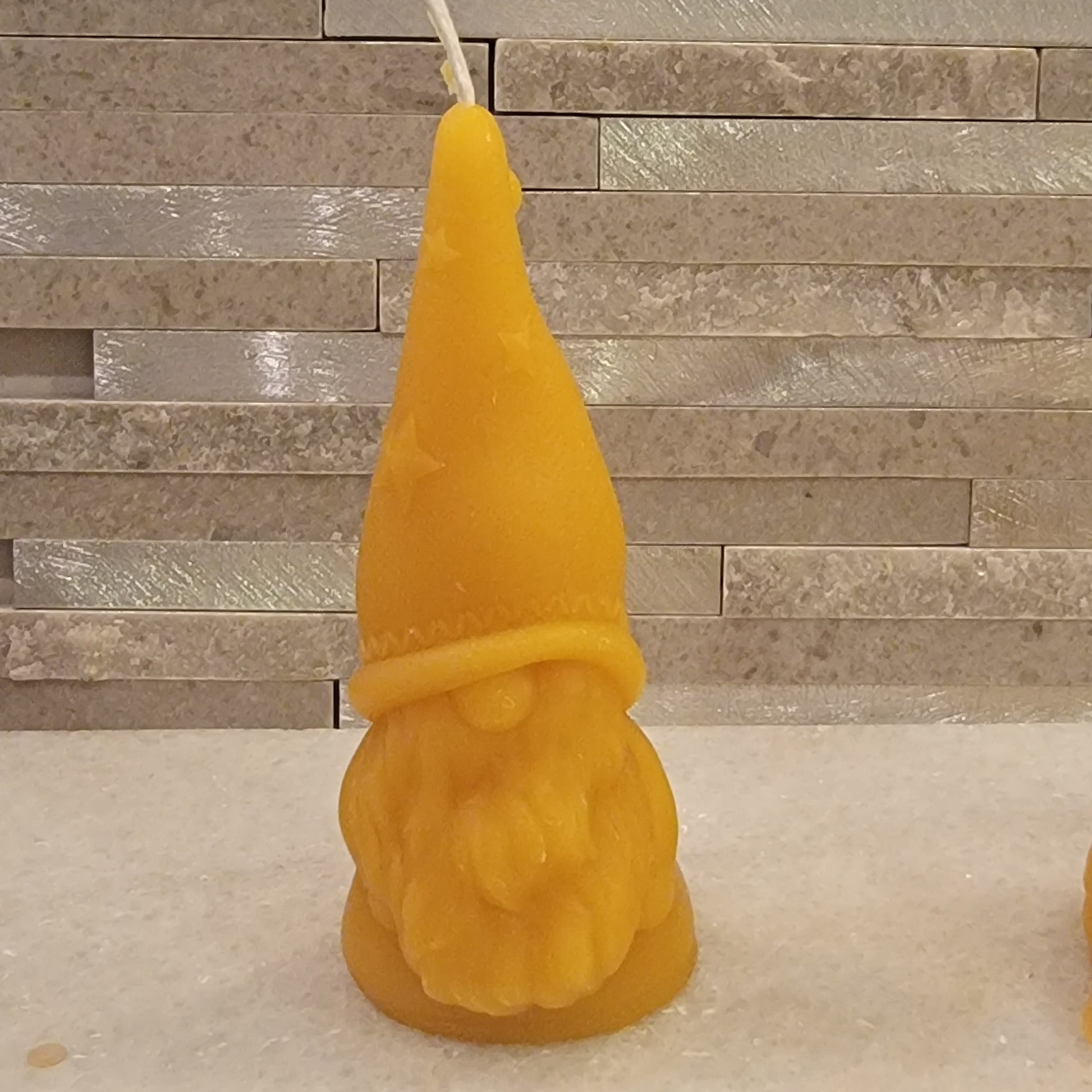 Gnome shaped beeswax candle