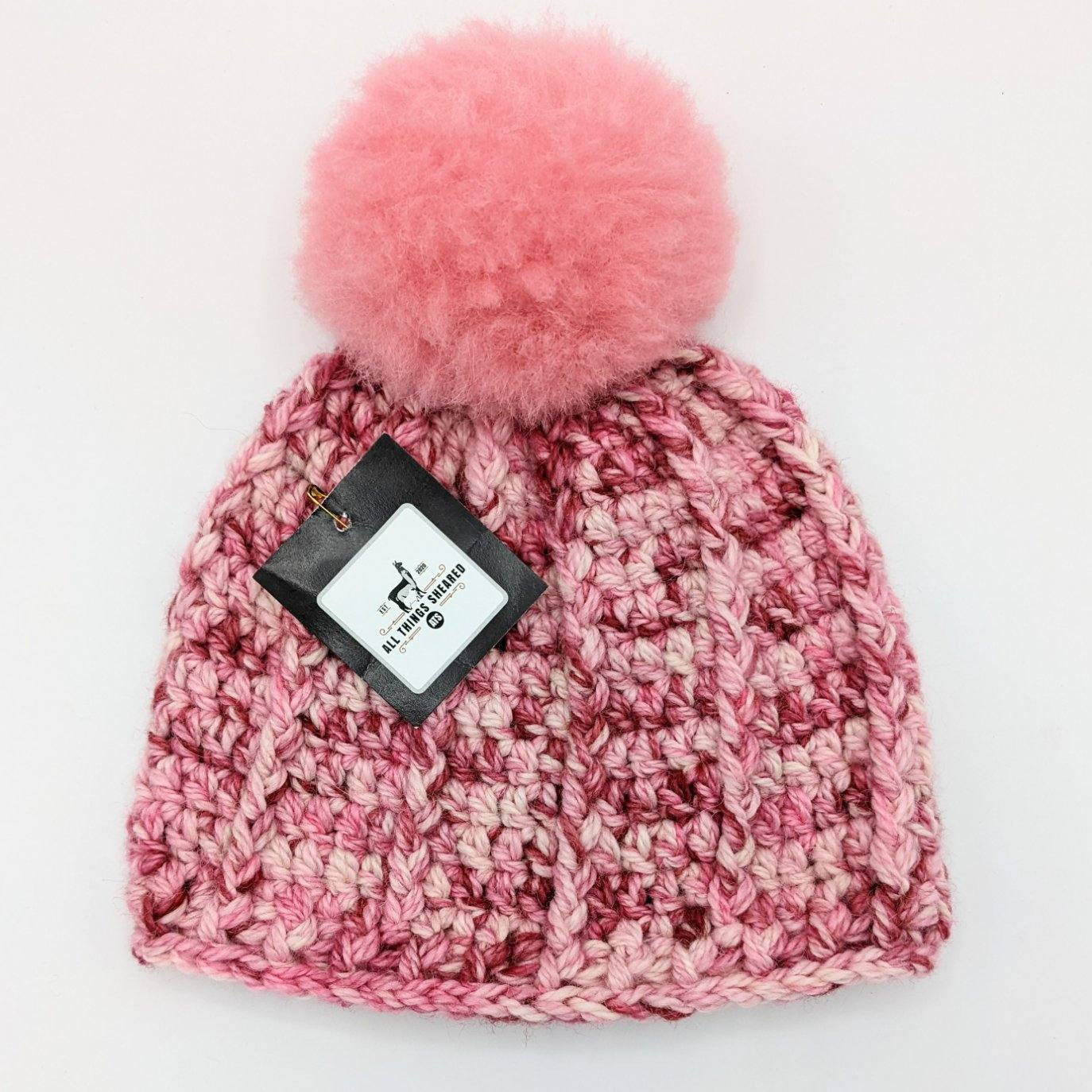 Handmade Children's Single Pom Hat Pink