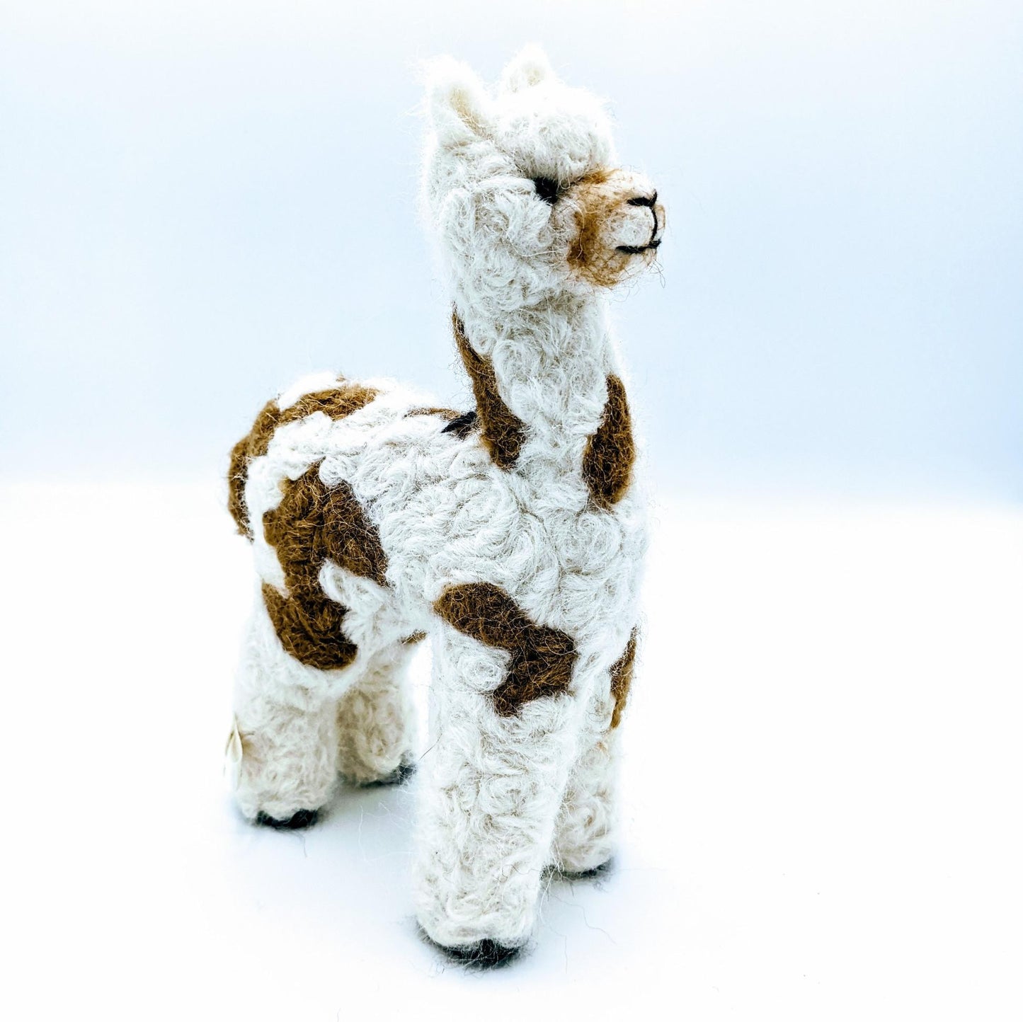 Felted Alpaca in white and brown