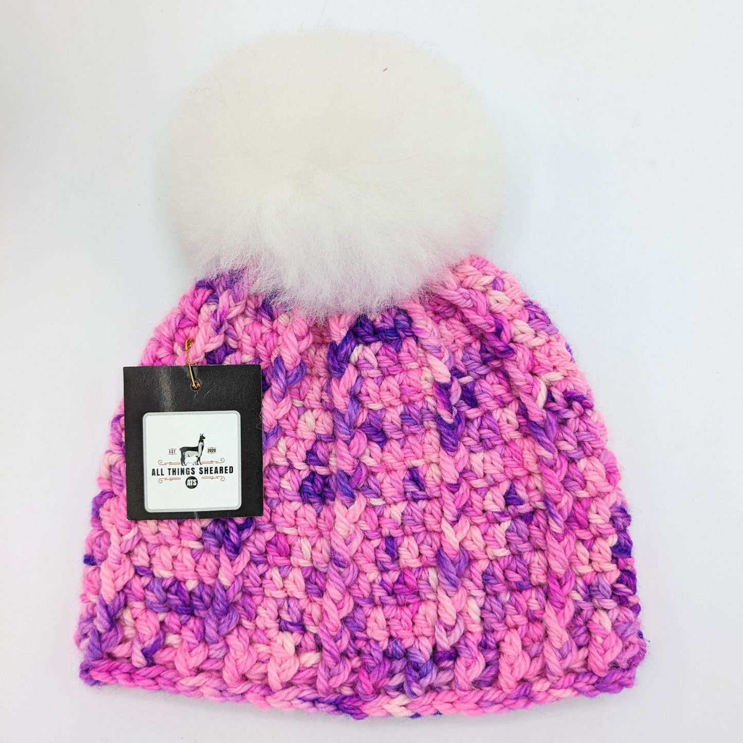 Handmade Children's Single Pom Hat Pink