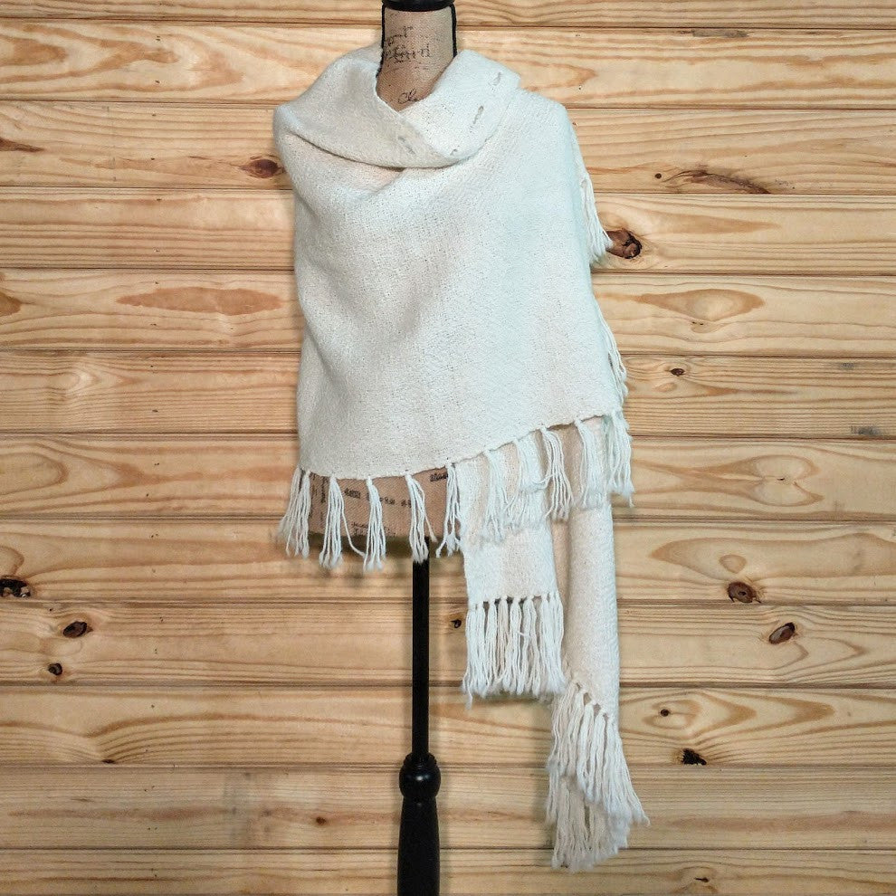 Handmade alpaca shawl Cream