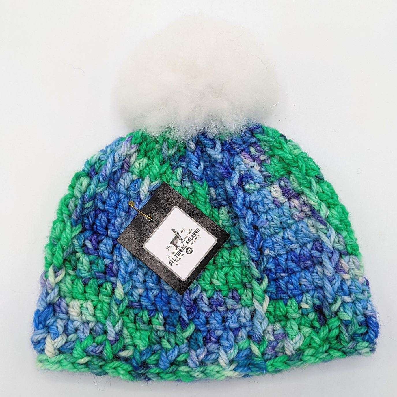 Handmade Children's Single Pom Hat Green