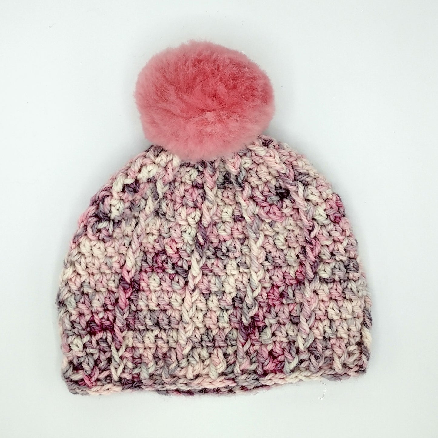 Handmade Children's Single Pom Hat Pink